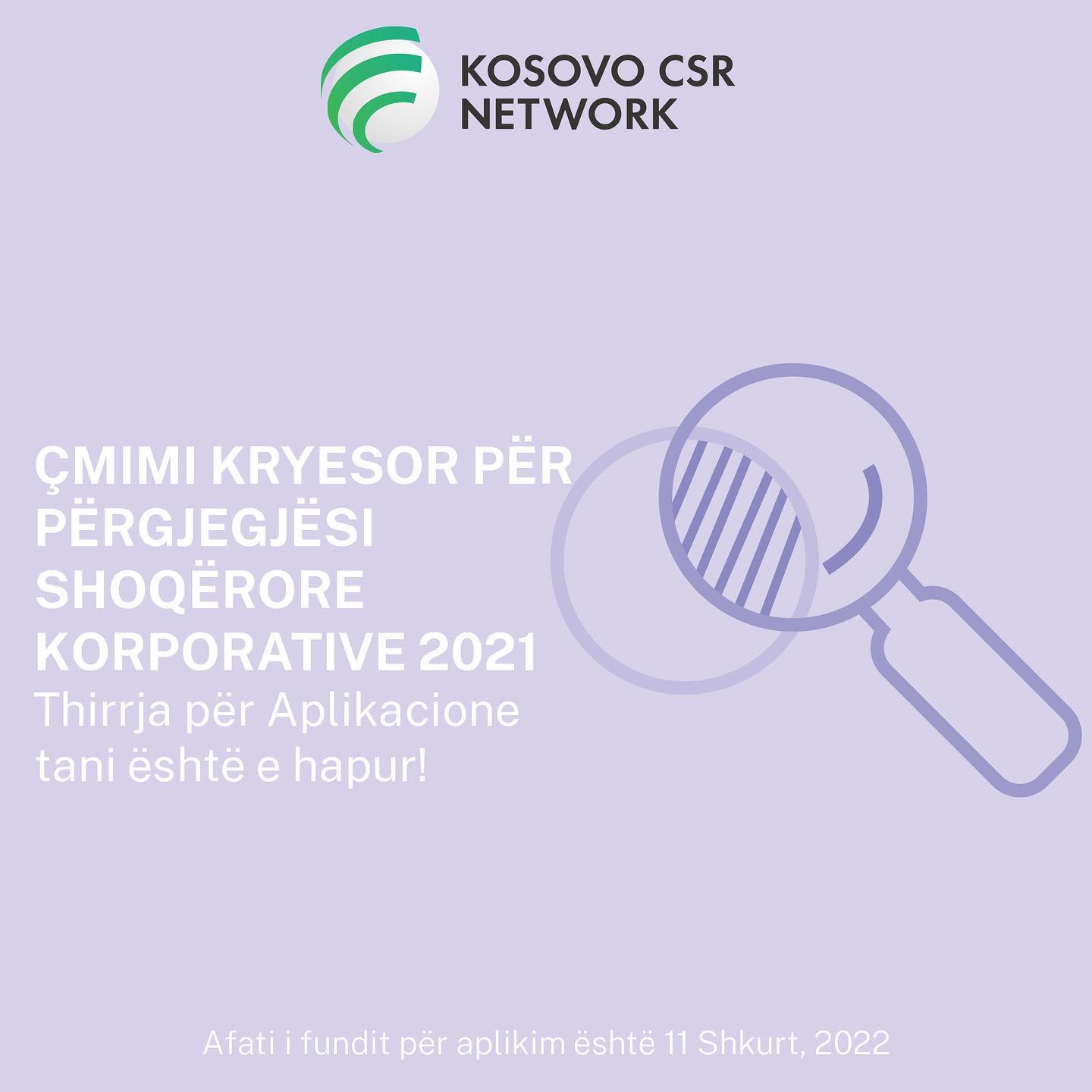 Rrjeti CSR Kosova Hap Thirrjen për Çmimin Vjetor të CSR 2021