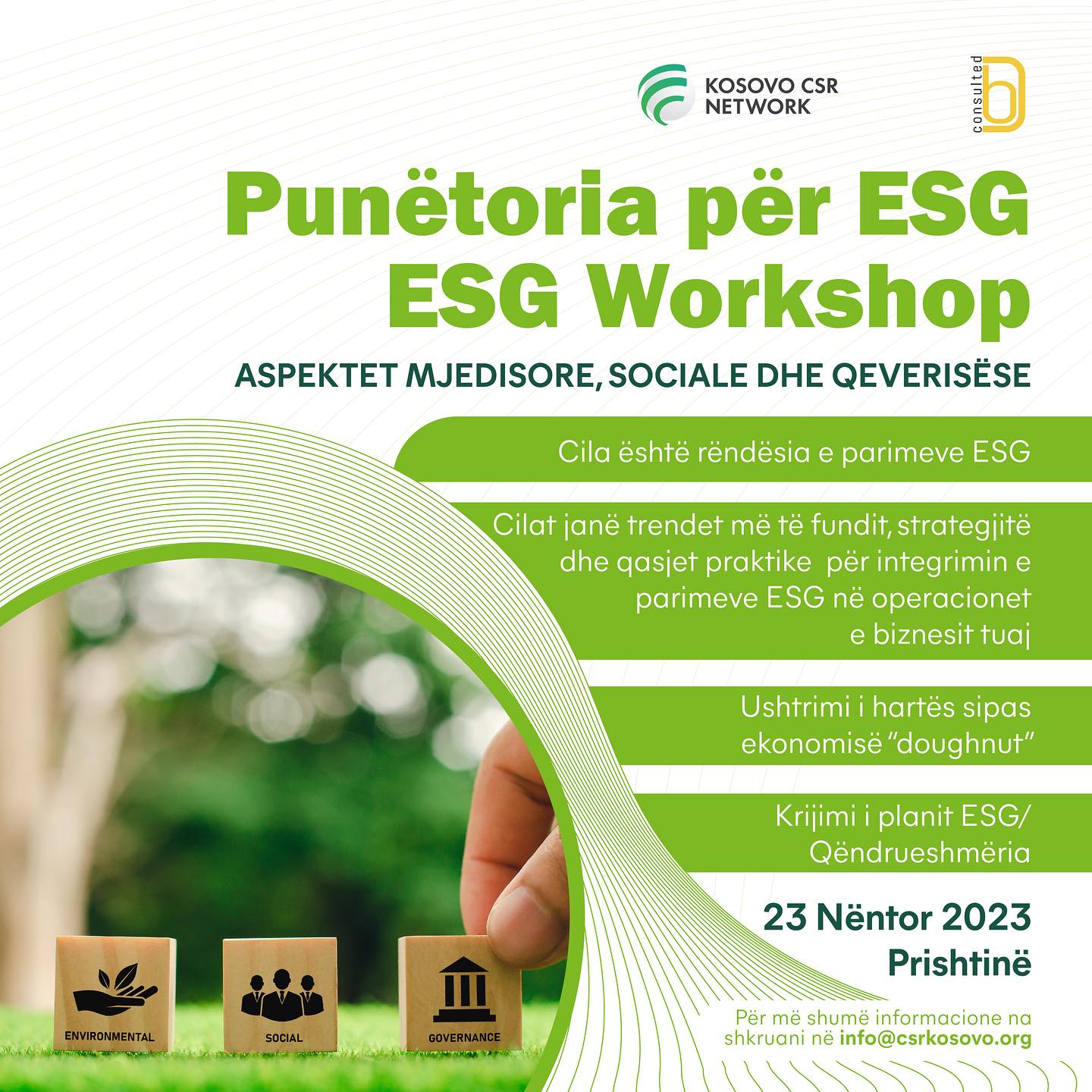 Kosovo CSR Network and Be Consulted are organizing ESG workshop