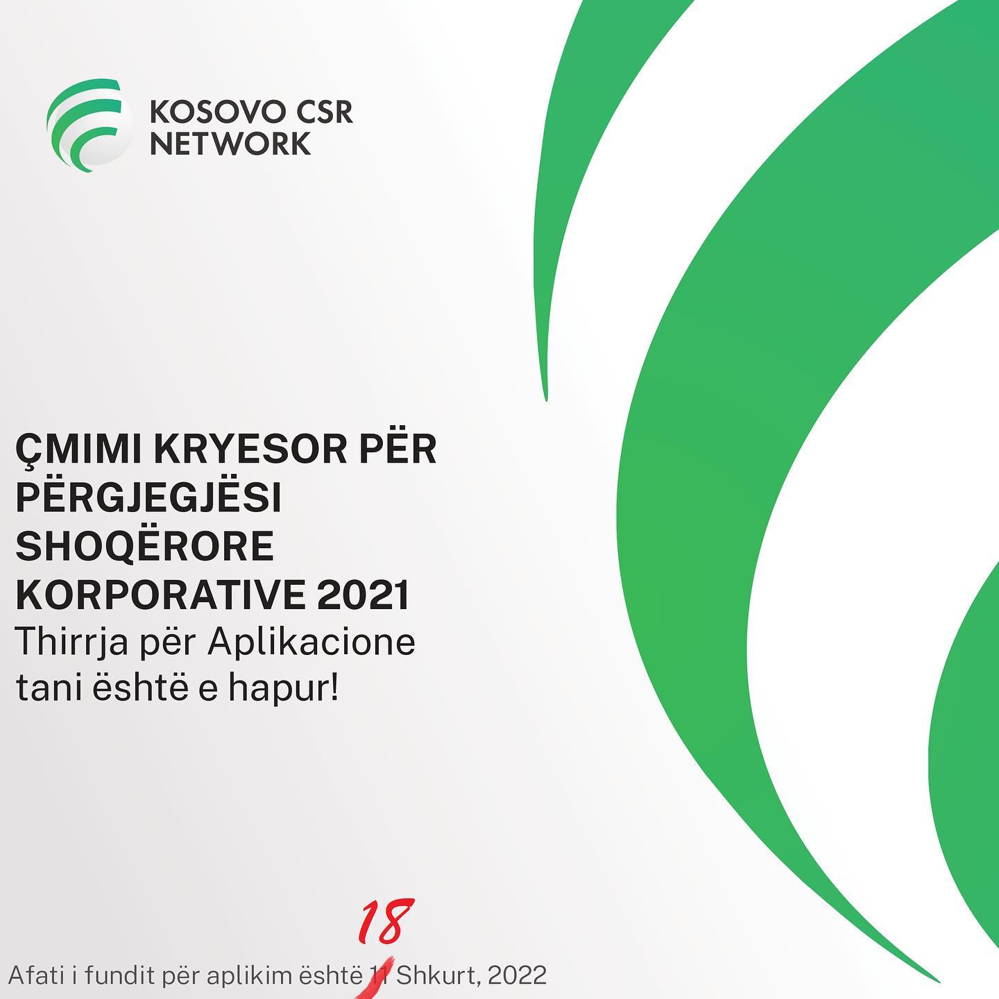 CSR Kosovo Main Award 2021 Submission Deadline Extended